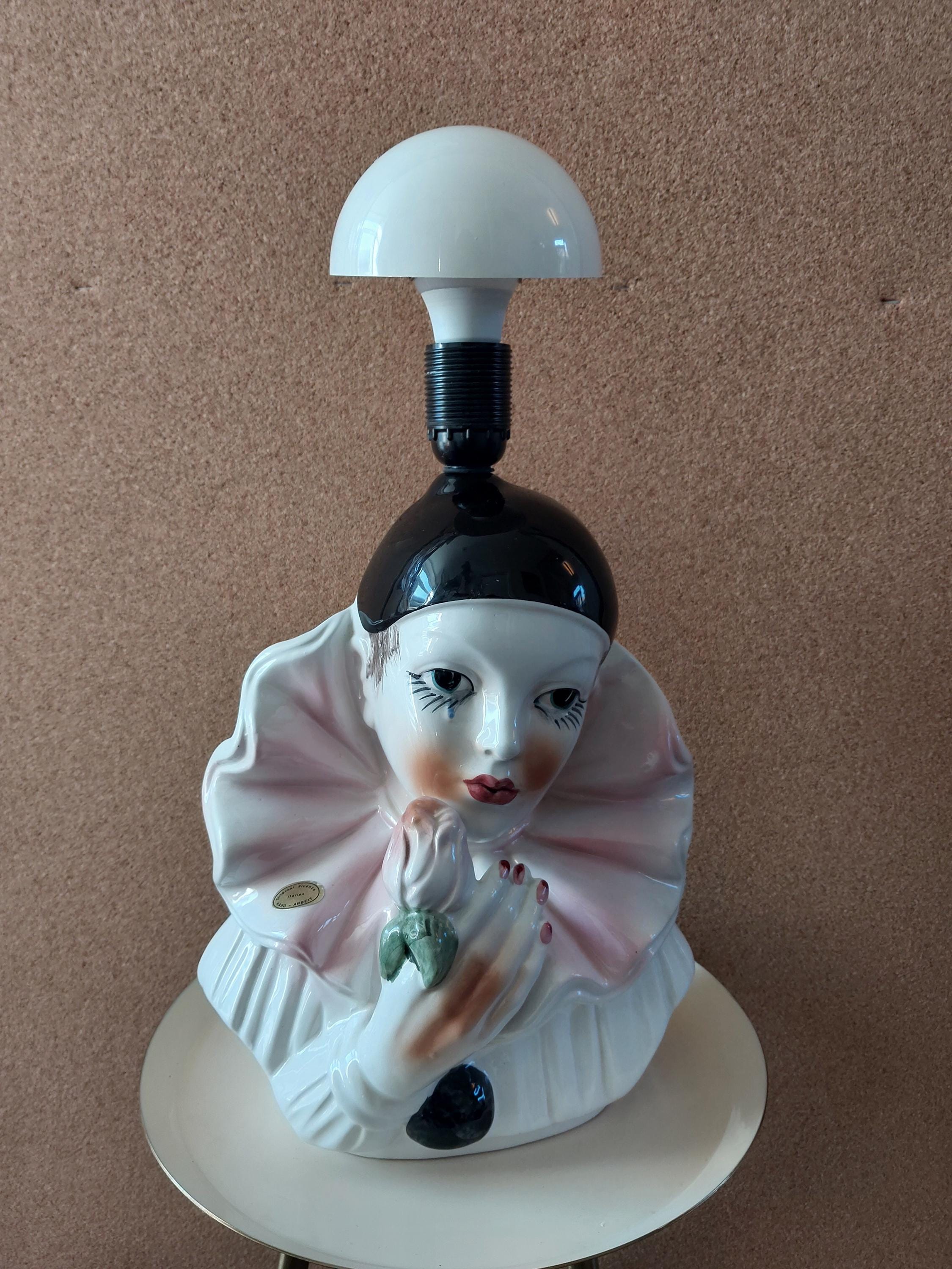 PIERROT Clown lampa stołowa z lat siedemdziesiątych Ceramic