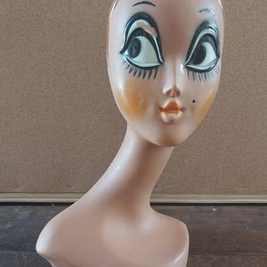 Zeldzame vintage 70's Twiggy mannequin hoed hoofd popart