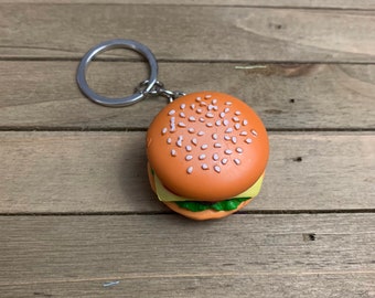 Cute Hamburger Key Chain Ring Charm Pendant Bag Purse Food Keyring Lady N_DM