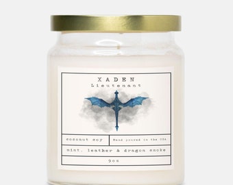 Vela aromática Xaden Book / Menta, cuero y humo de dragón