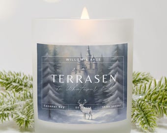 Terrasen Scented Candle | Throne of Glass, Book Lover Gift | Pine & Snow