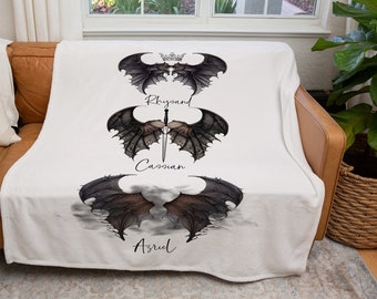 Bat Boy Reading Blanket | Rhysand, Cassian, Azriel Gift | acotar, acomaf | Book Lover Gift Idea | Bookish Gift | Minky Sherpa Blanket