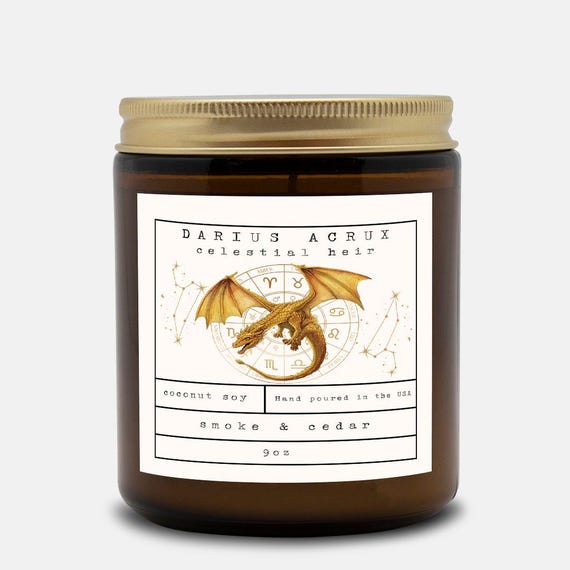 Darius Acrux Scented Candle | Zodiac Academy Bookish Gift | Smoke & Cedar