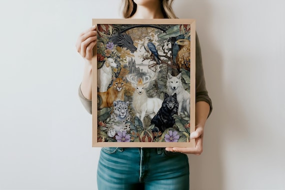 Animals of Erilea Art Print | Throne of Glass | Bookish gift | Booktok merch | Fanart Kingdom of Ash | Gift for Readers | Abraxos, Fleetfoot