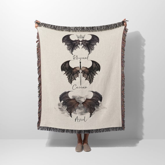 Bat Boy Reading Blanket | Rhysand, Cassian, Azriel Gift | Acotar, Acomaf | Book Lover Gift Idea | Bookish Gift | Woven Knit Blanket