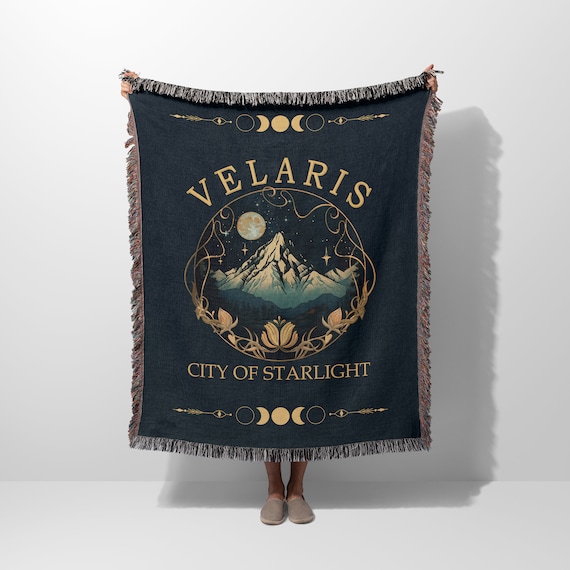 Velaris Reading Blanket | Rhysand, Cassian, Azriel Gift | acotar, acomaf | Book Lover Gift Idea | Bookish Gift | Navy Woven Knit Blanket