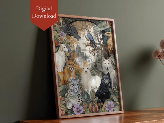 PRINTABLE - Animals of Erilea Art Print | Throne of Glass | Bookish gift | Booktok merch | Fanart | Gift for Readers | Abraxos, Fleetfoot