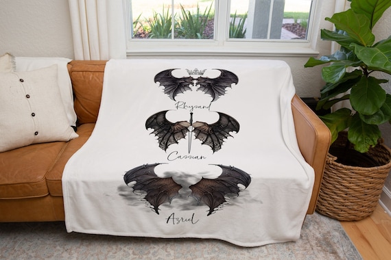Bat Boy Reading Blanket | Rhysand, Cassian, Azriel Gift | acotar, acomaf | Book Lover Gift Idea | Bookish Gift | Minky Sherpa Blanket