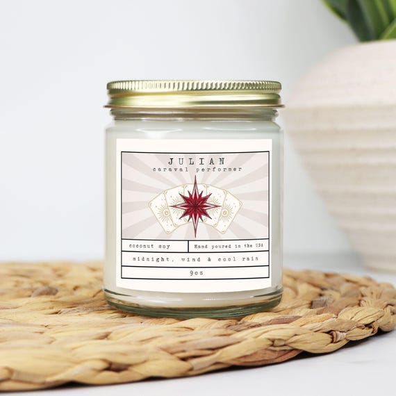 Julian Santos Candle | Caraval, Legendary, Finale | Book Lover Candle, Book Scented Candle, Literary Candle, Book Inspired Candle