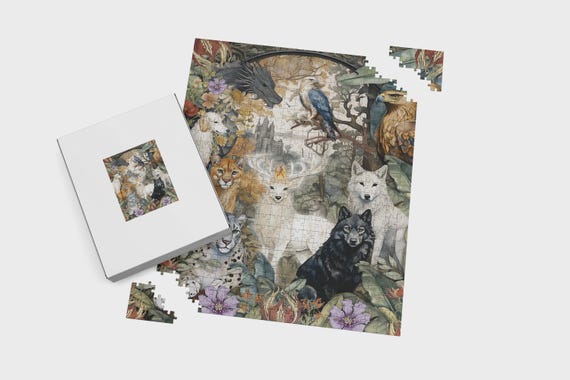 Animals of Erilea Jigsaw Puzzle 1000 piece | Throne of Glass Reader Cozy Gift