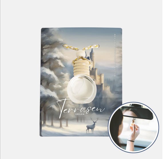 Terrasen Car Mood Diffuser | Throne of Glass | Auto Air freshener | Cute car accessories | Bookish Gift | Gift for Reader | Rowan Whitethorn