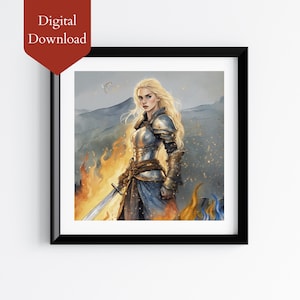 IMPRIMIBLE - Lámina artística de Aelin Galathynius / Trono de cristal / Regalo para lectores / Merchandising de Booktok / Fanart / Regalo para lectores / Corazón de fuego