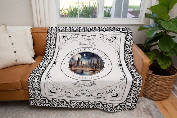 Crescent City Reading Blanket | Lunathion Gift | HoEaB, HoFaS, HoSaB | Book Lover Gift Idea | Bookish Gift | Minky Sherpa Blanket