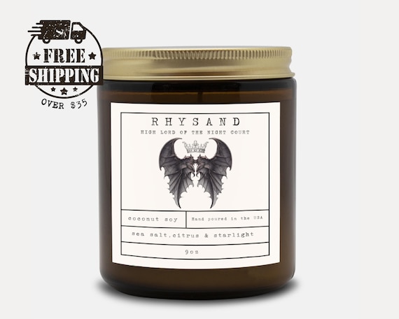 Rhysand Scented Candle | ACOTAR Bookish Gift | Sea Salt, Citrus & Starlight