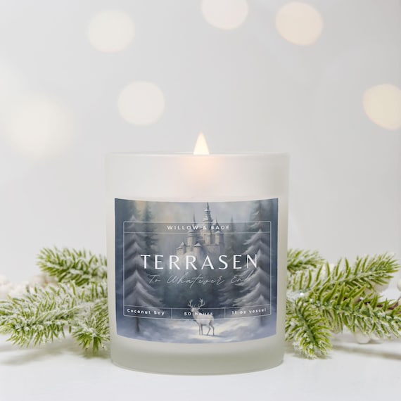 Terrasen Scented Candle | Throne of Glass, Book Lover Gift | Pine & Snow