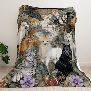 Throne of Glass Animals Reading Blanket | Rowan, KOA | TOG Merch | Book Lover Gift Idea | Bookish Gift | Terrasen Minky Blanket SJM