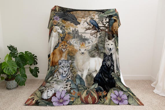 Throne of Glass Animals Reading Blanket | Rowan, KOA | TOG Merch | Book Lover Gift Idea | Bookish Gift | Terrasen Minky Blanket SJM