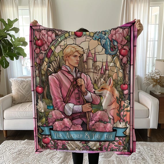 The Archer & The Fox Reading Blanket | OUABH Gift | Jacks Prince of Hearts | Book Lover Gift Idea | Bookish Gift | Minky Sherpa Blanket