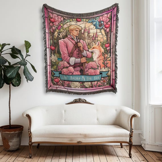 The Archer & the Fox Tapestry Blanket | OUABH Wall Tapestry | Jacks woven Reading Blanket | Bookish Gift | Reader Gift | Prince of Hearts
