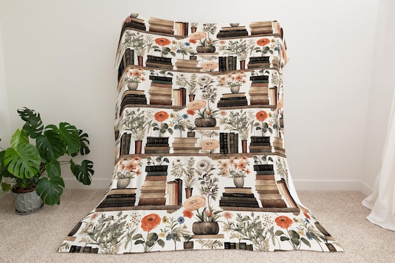 Library Reading Blanket | Bookish Gift | Gift for Readers | Book Lover Gift Idea | Book Blanket | Minky Sherpa Blanket