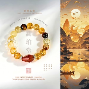 Bracciale Radiant Ember e Golden Will - Quarzo rutilato dorato, citrino, occhio di tigre, Super Seven / Cristallo regalo di potere e ricchezza