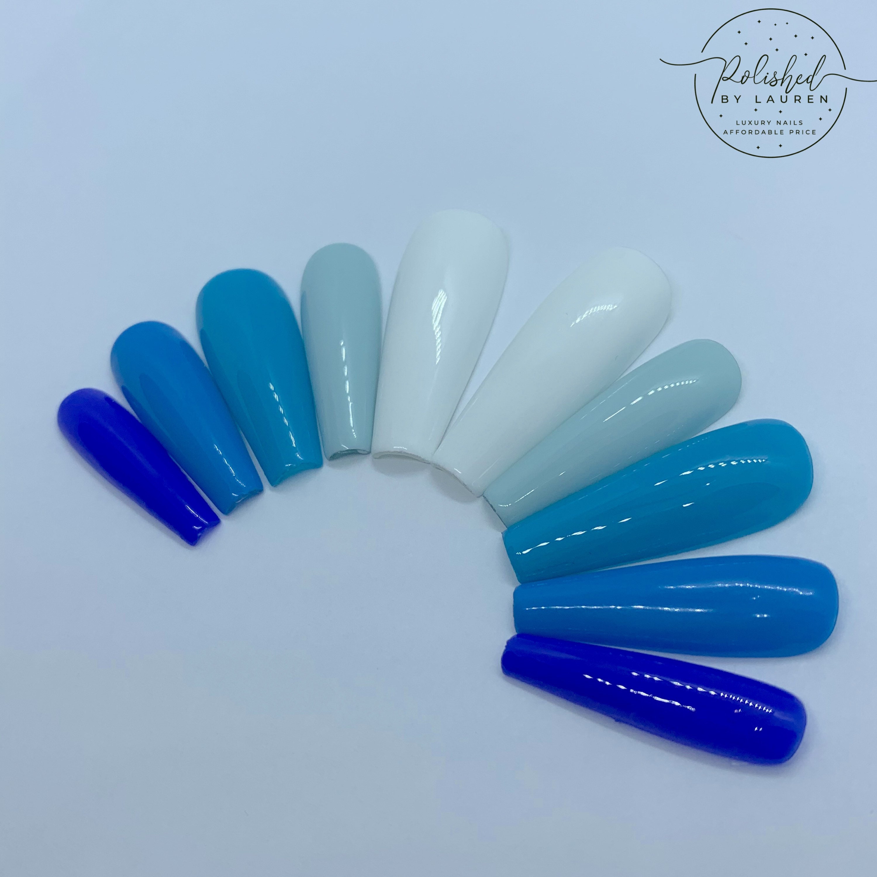 Bright Blues Ombre Press on Nails Choose Your Shape - Etsy
