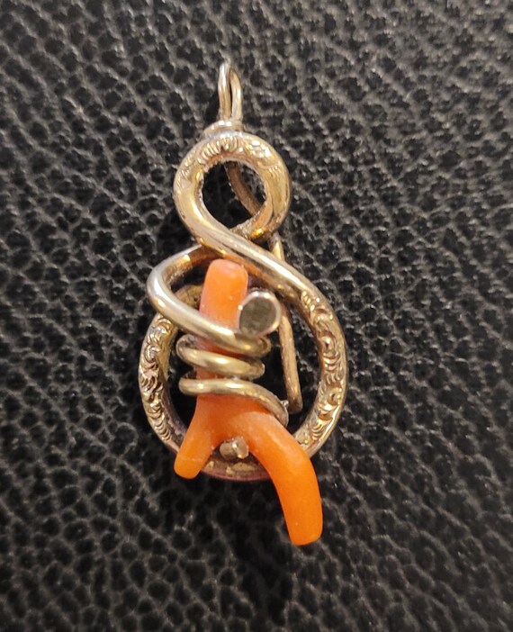 Victorian jewelry - love knot pendant with coral p