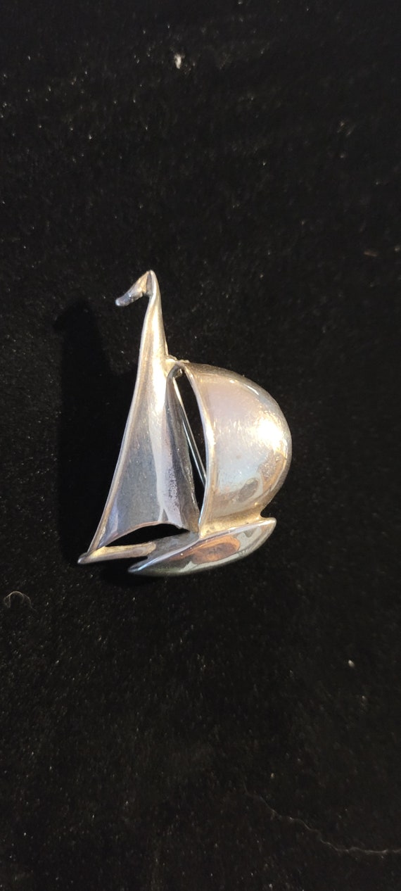 Sailboat pin vintage sterling silver