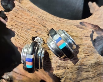 Navajo Running Bear Pendant in Sterling Silver With Purple Spiny