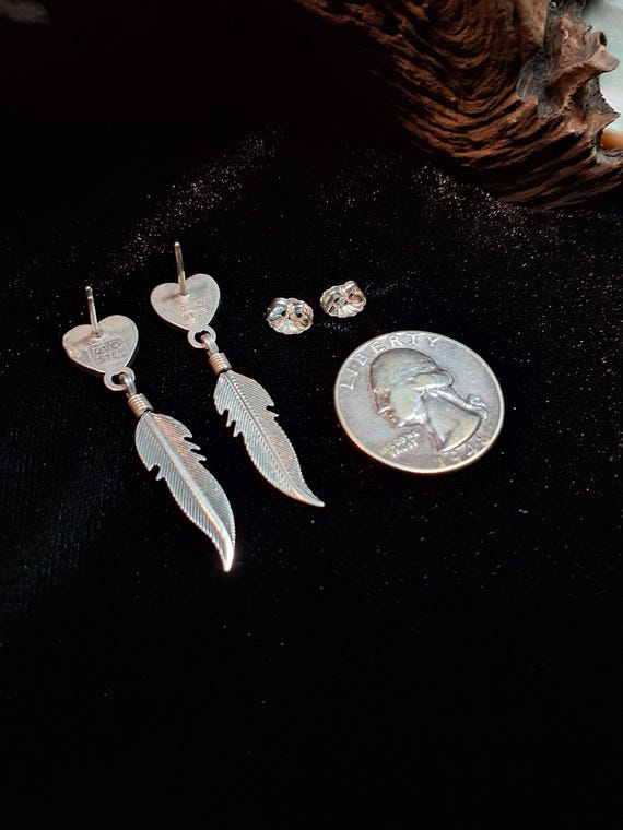 QT Sterling & Multi-color Inlay Heart Earrings wi… - image 9