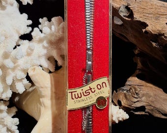 Vintage Speidel Silver Tone Watch Band, Stainless Steel with Safety Chain, New Old Stock.