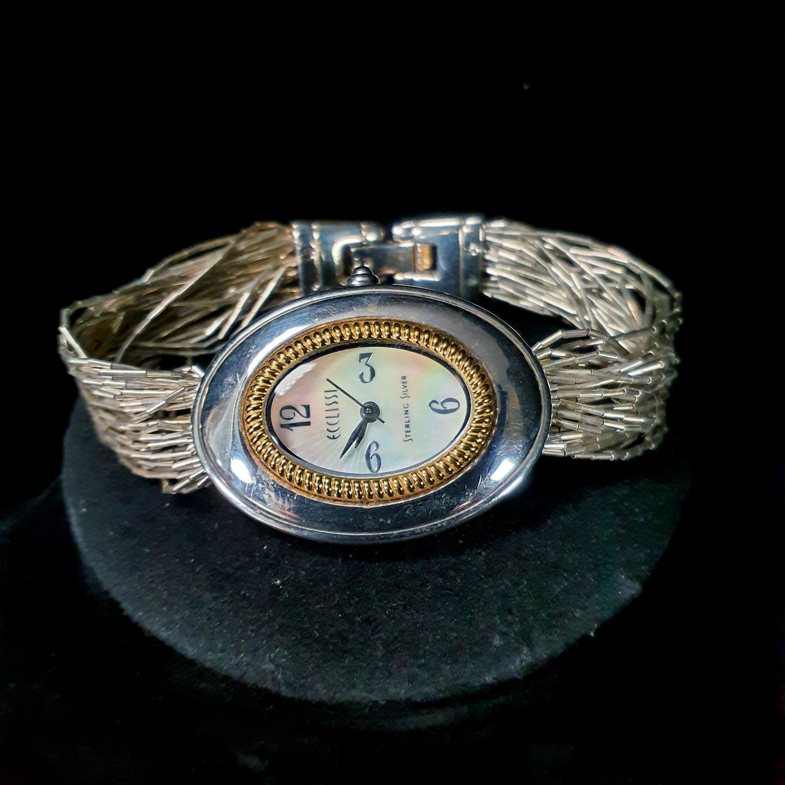 Ecclissi 925 sterling silver oval large link bracelet watch NEW BATTERY Ecclissi Sterling Silver Watches - Etsy main image 4