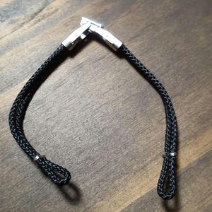 Miraflex Black Cord & Gold Ladies Watch Band for 1940&#39;s-1950&#39;s Ladies Watches. Double safety latch. Gold fill 1/20 10k, 5.70&quot; Long.