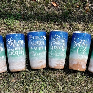 Beach tumbler cups, beach tumbler, beach vacation tumbler, better at the beach, salty vibes tumbler, Beach cup, beach vibes only, beach cups