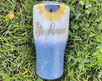 Sunflower tumbler, epoxy tumbler, sunflower glitter tumbler, sunflower tumblers, sunflower cup, personalized tumbler, mothers day gift