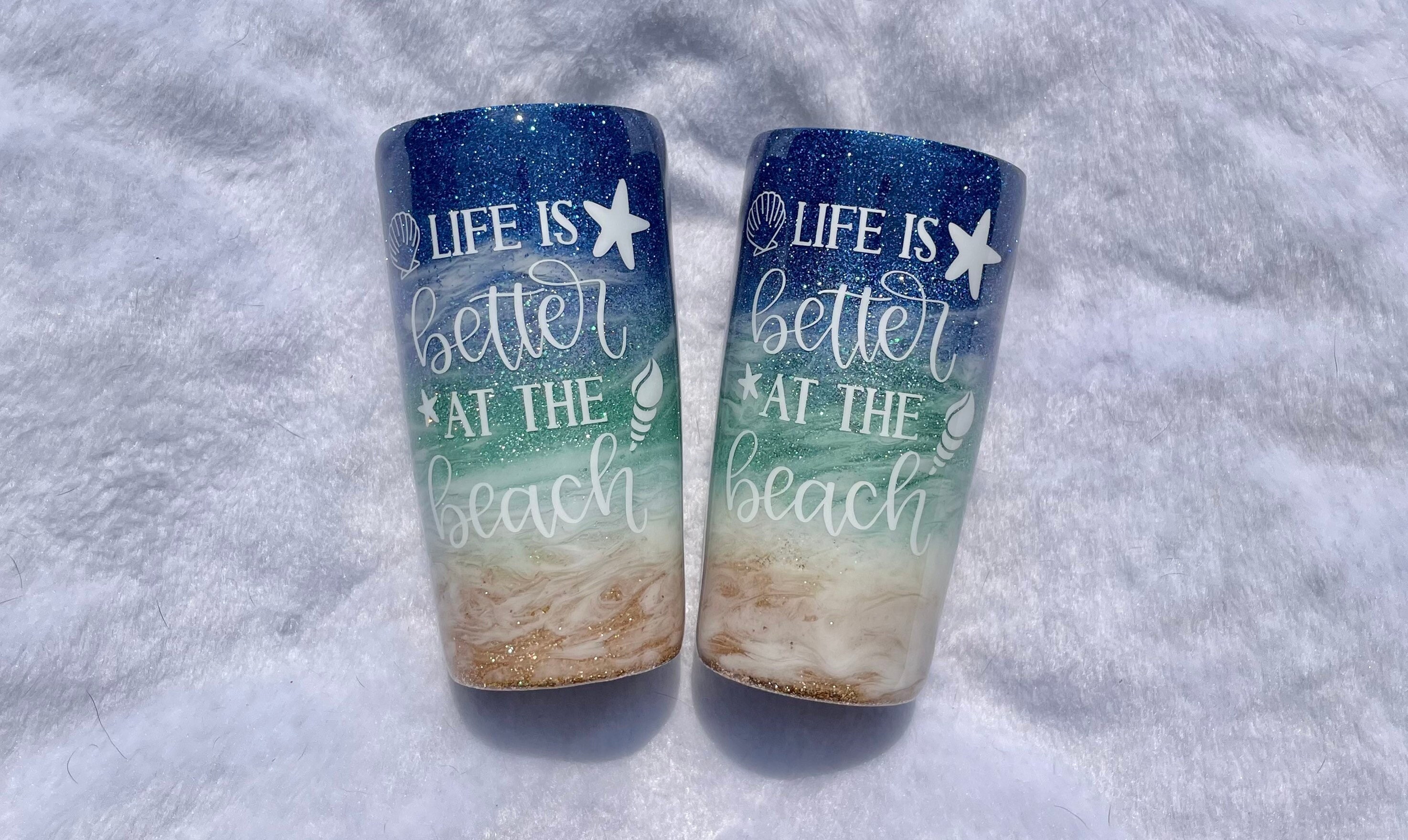 Salty Beach Glitter Tumbler  Beach Tumblers – Wicked Whiskey Designs