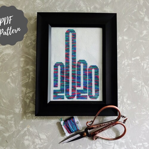 2020 Middle Finger Cross Stitch Pattern Modern Cross Stitch Etsy