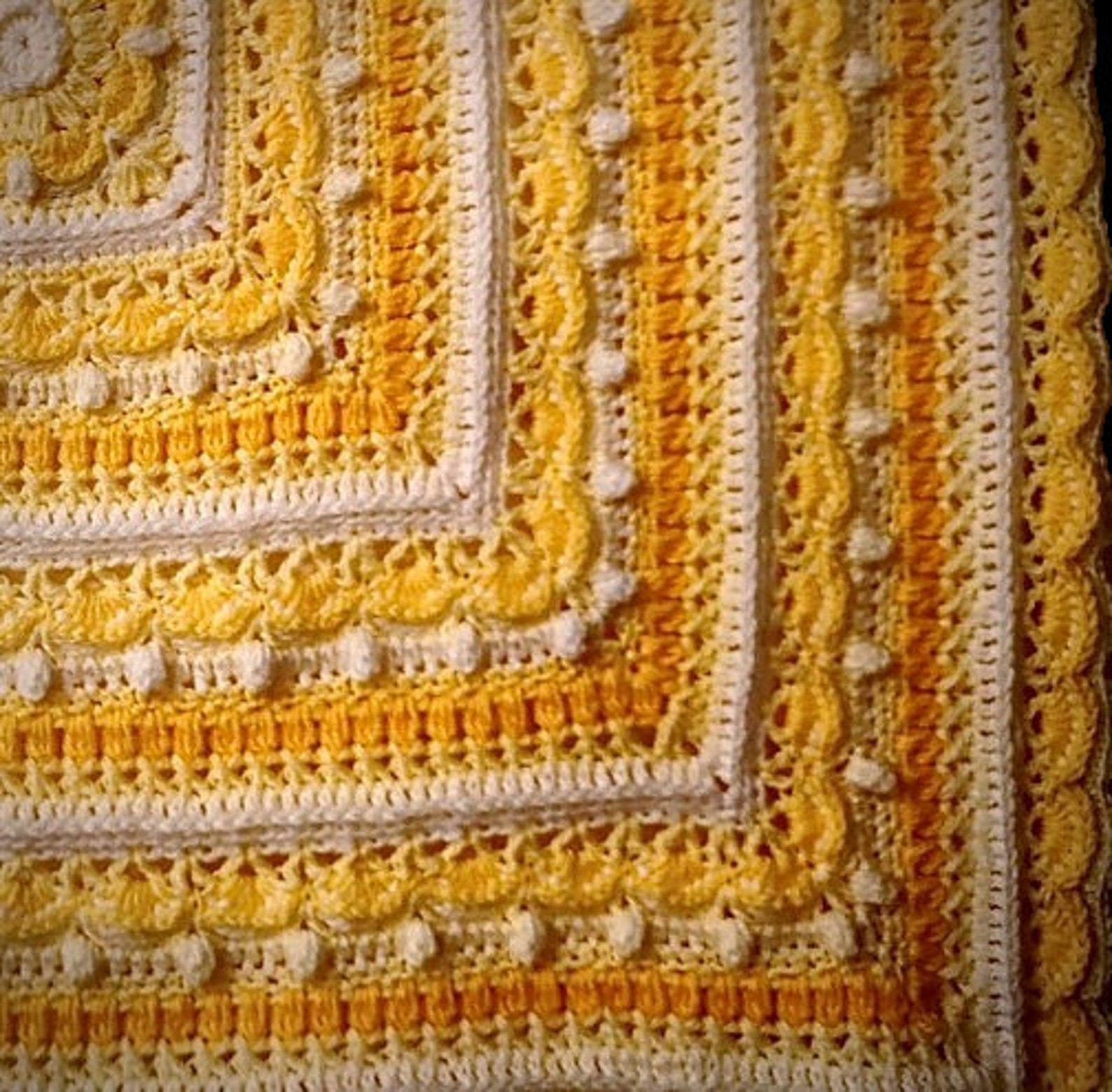 Yellow and White Crochet Blanket 'whatchamacallit' Etsy Canada