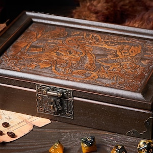 Dice Box, Custom DnD Dice Box, Dungeons and Dragons Dice Tray Book, DnD Rolling Tray Dungeon master, dice storage, Personalized dnd gift