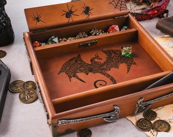 Custom Wood Dice Rolling Tray: DnD Storage & Tablet Holder