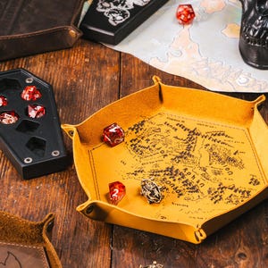 DnD Dice Rolling Tray Mat Leather D&D Tray for All Dungeon and Dragons