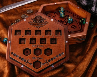 DnD Tray - Spell Tracker - D&D Storage - Dice Box - Custom Engraved Box - DM gift