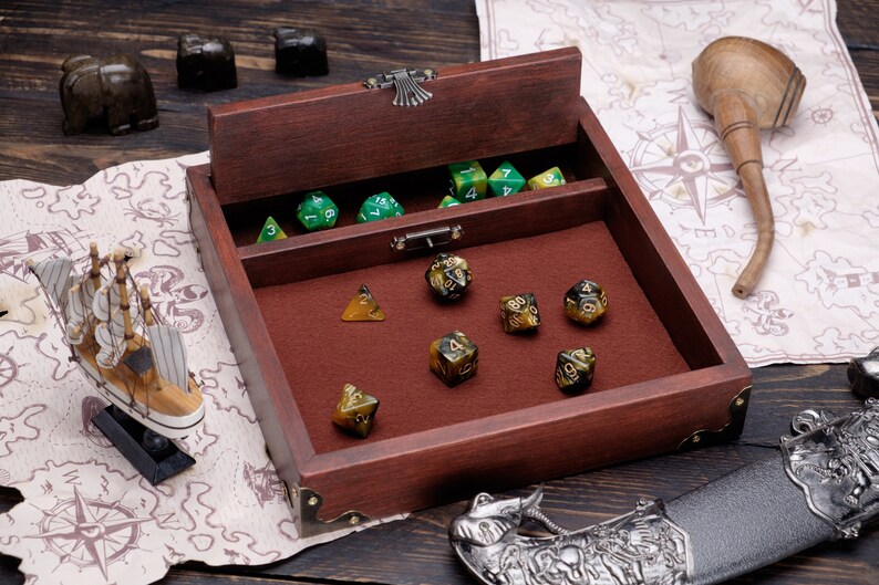 DnD Dice Tray Wood Dice Rolling Tray Dice Box Custom Dice Storage Wood Dice Tray Custom Rolling Tray DnD Dice Box Dungeons and Dragons