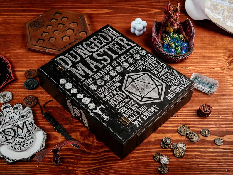 Custom Dungeon Master Screen with Dice Tower: Engraved DnD RPG Gift