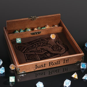 Custom Dnd Dice Tray with Engraving - Personalized Game Organizer Box Dice Holder Leather Rolling Tray