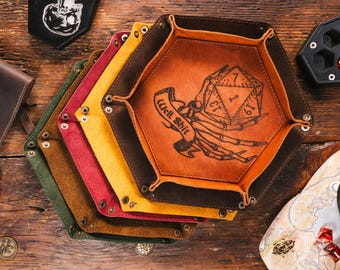 Personalized Leather Dice Rolling Tray: Dungeons and Dragons RPG