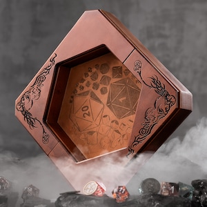 Hexagon Dice Tray Custom DnD Storage Dice Holder D&D Tablet Holder Magnet Dice Box Lid