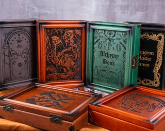 Scatola per dadi personalizzata in legno con incisione DnD, vassoio per dadi e vassoio per dadi Dungeons and Dragons