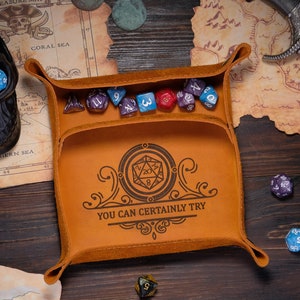 Show off your personalized style with a unique scroll of rolling DND dice pattern. Ideal gift idea for any tabletop enthusiast. D&D Tray