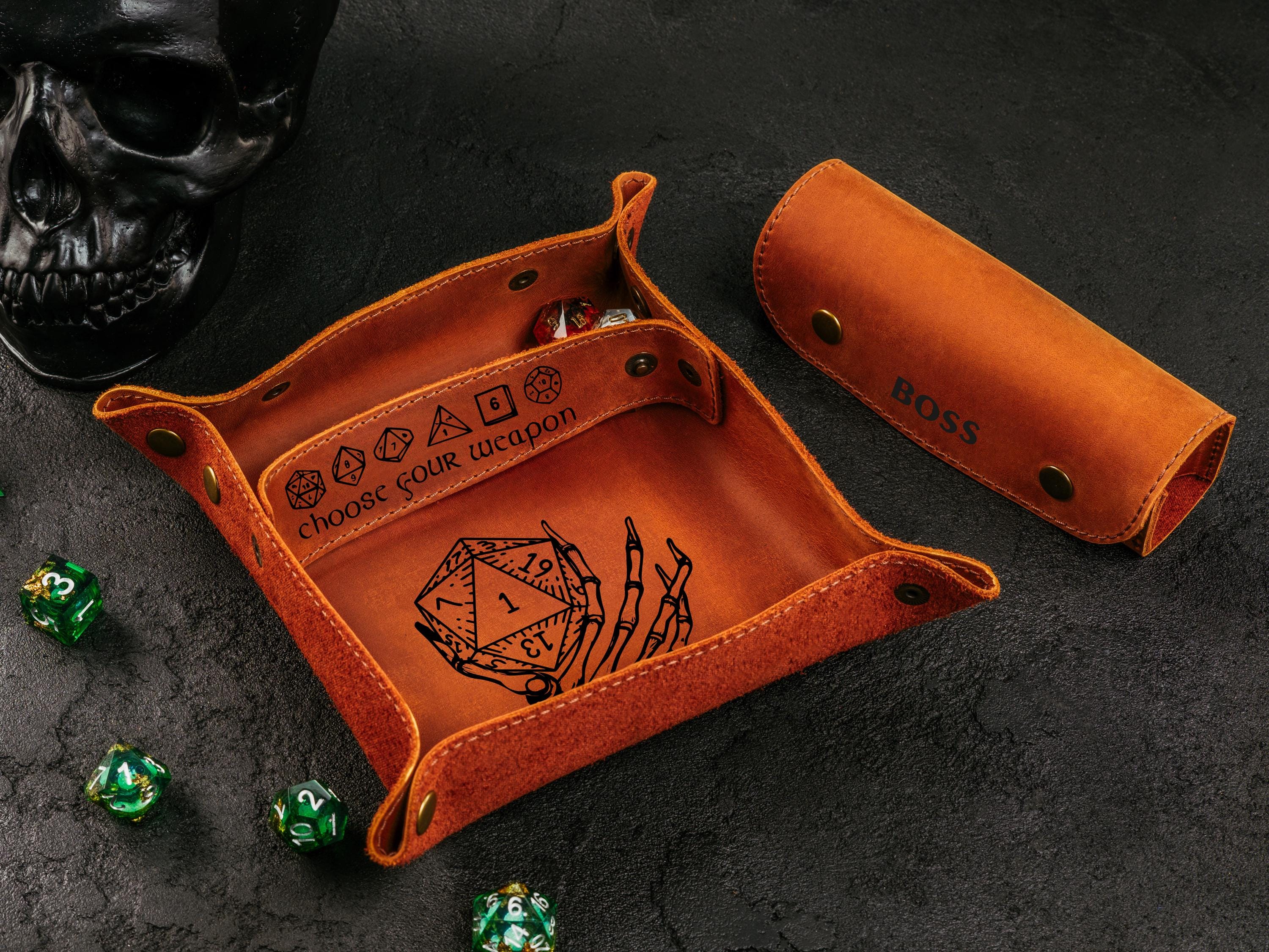 Tappetino per il lancio dei dadi - Tappetino per il lancio dei dadi D&D - Contenitore per dadi D&D - Pergamena per il lancio - Tappetino pieghevole in pelle PU per Dungeons